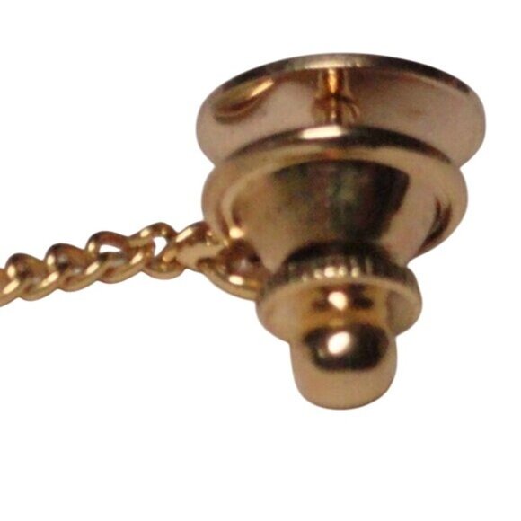 Vintage Dolan & Bullock Gold filled Circe disc setting Tie Tack Chain & Bar - Picture 7 of 7